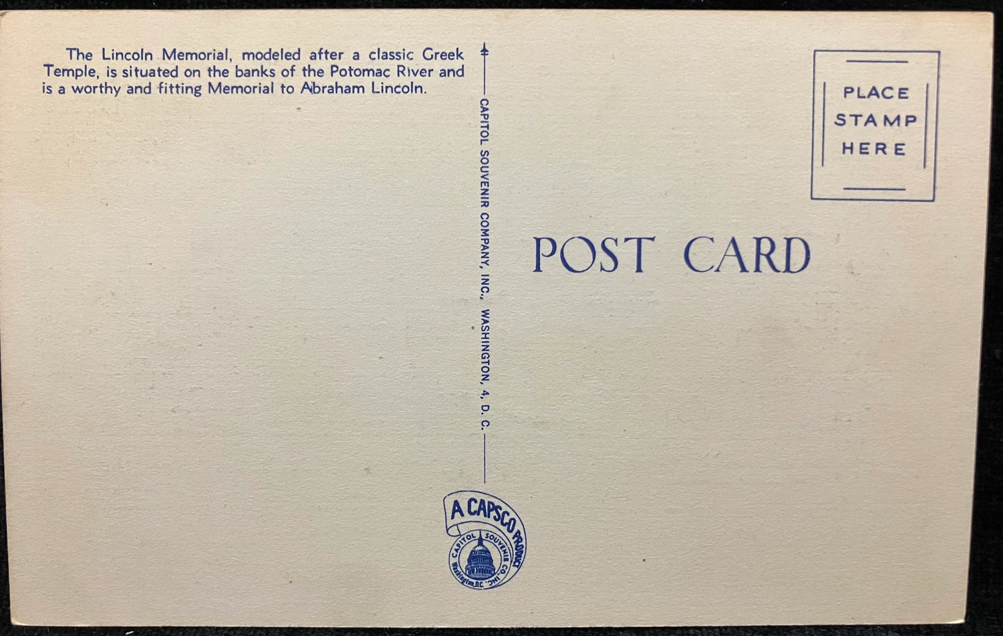 The Lincoln Memorial, Washington, D. C., Maryland - Vintage Postcard