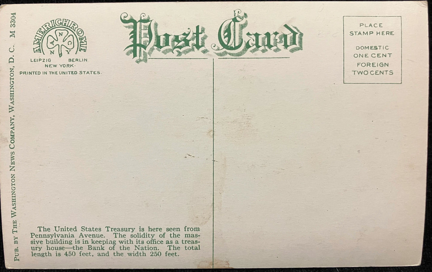 U.S. Treasury - Washington D.C., Maryland - Vintage Postcard
