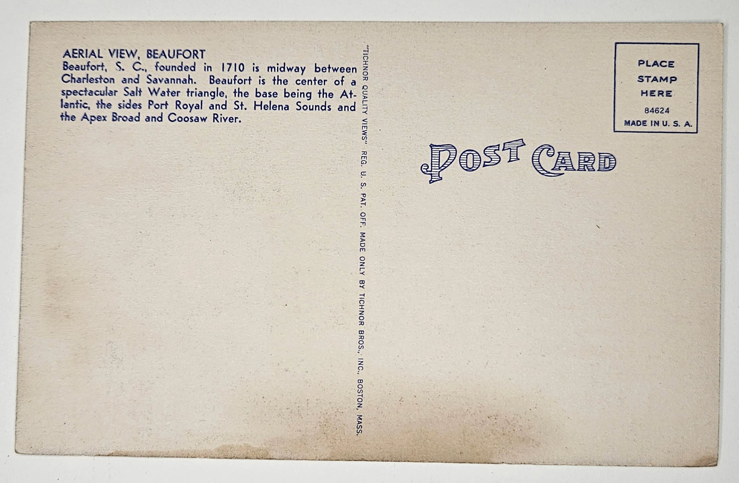 Aerial View of Beaufort, South Carolina - Vintage Postcard