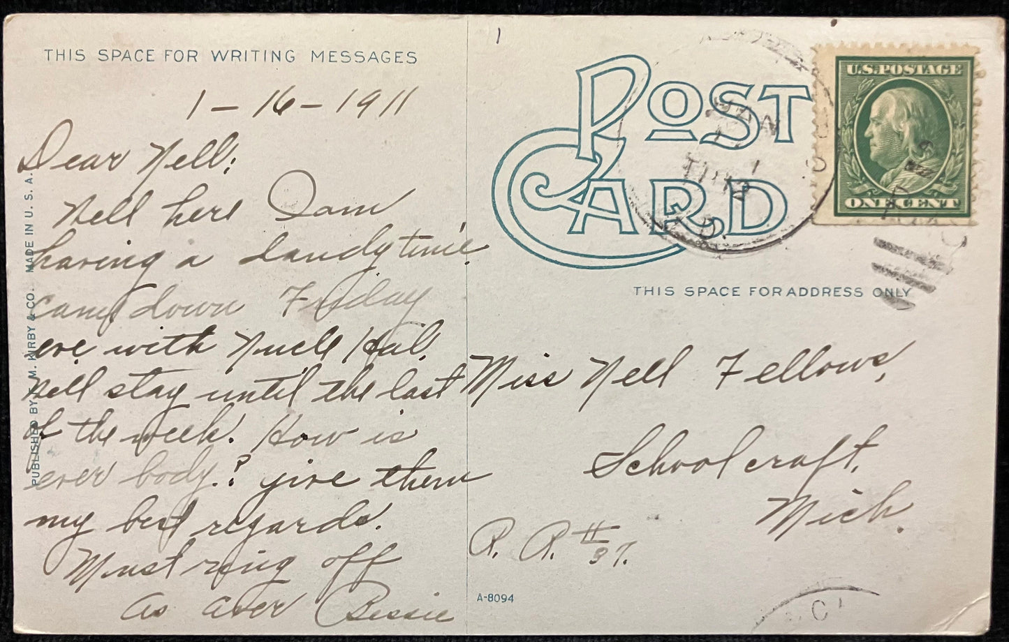 St. Joe Dam - Elkhart, Ind. - 1911 Postcard
