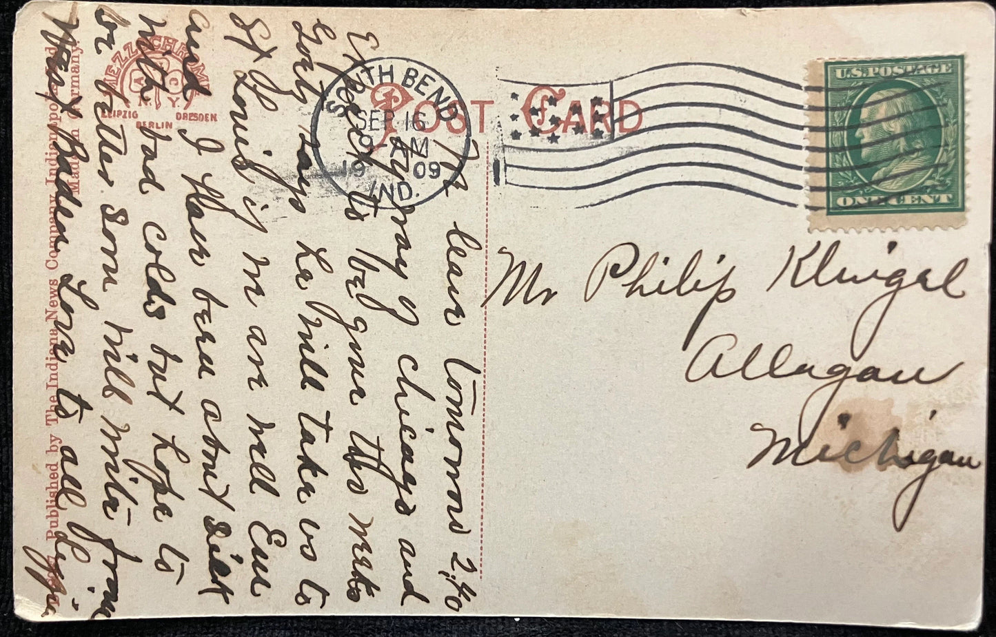 YMCA, South Bend, Indiana - Vintage Church Postcard