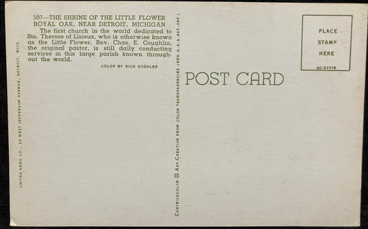 The Shrine of the Little Flower Royal Oak, Near Detroit, Michigan - Color: Dick Koehler - Vintage C