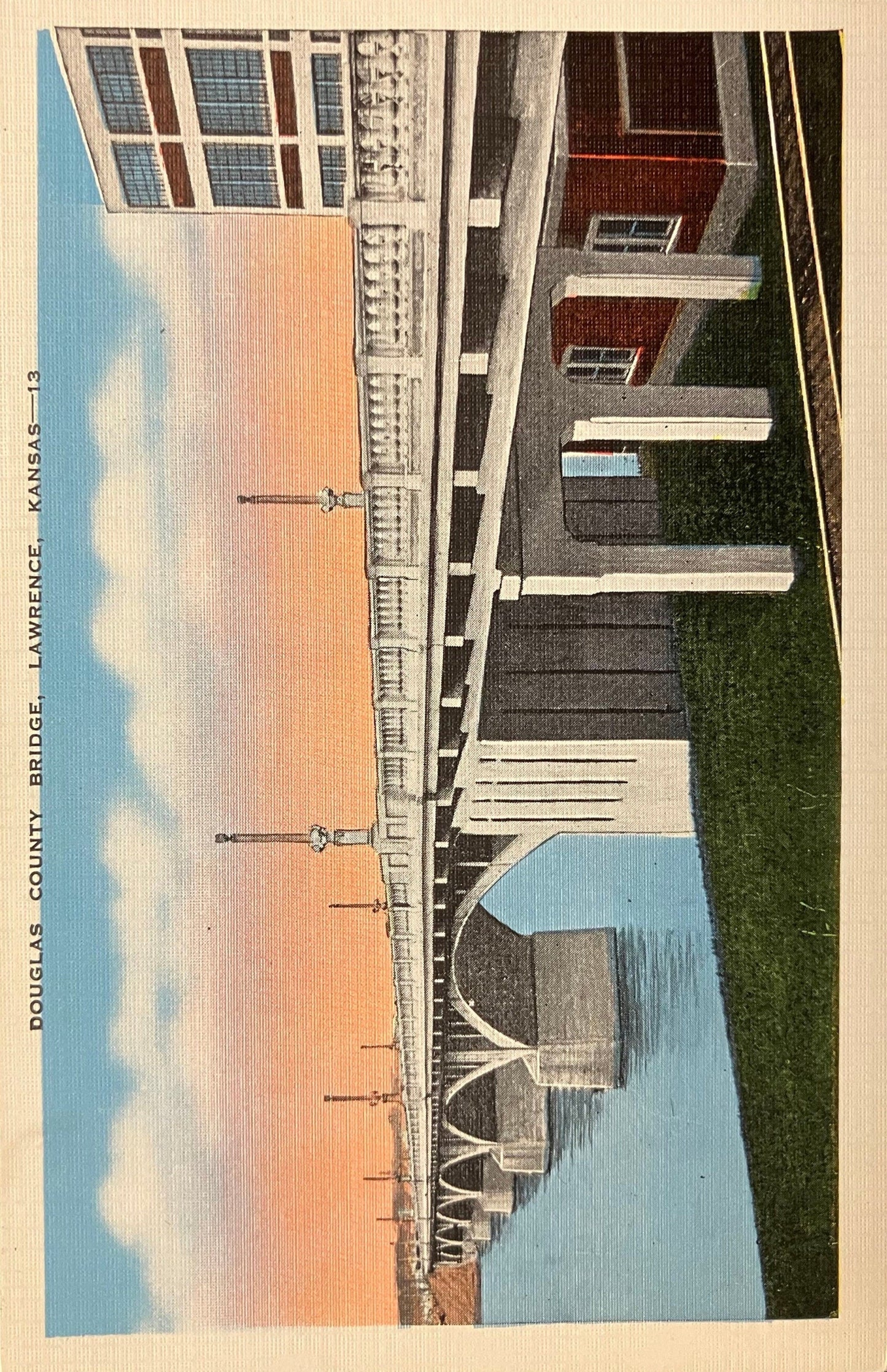 Douglas County Bridge, Lawrence, Kansas - Vintage Bridge Postcard