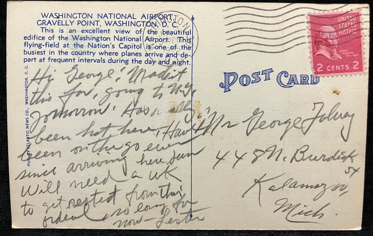 Washington National Airport, Gravelly Point, Washington D.C., Maryland - Vintage Airport Postcard