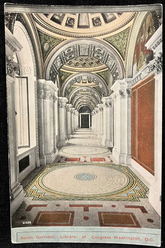 South Corridor, Library of Congress, Washington D. C., Maryland - Vintage Postcard