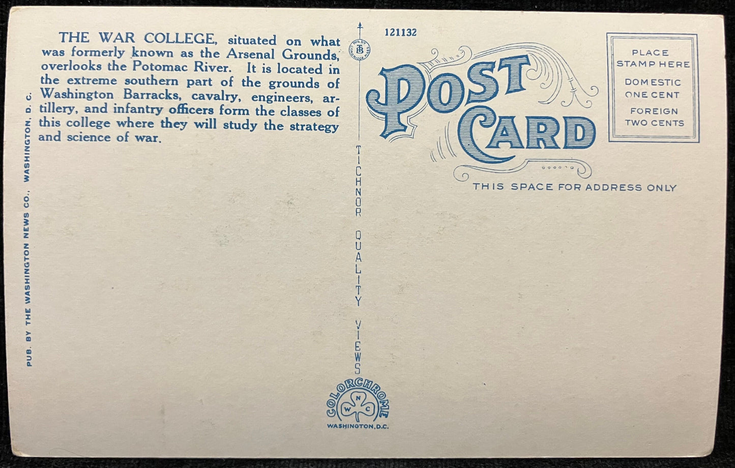Army War College, Washington D. C. - Vintage Army Postcard