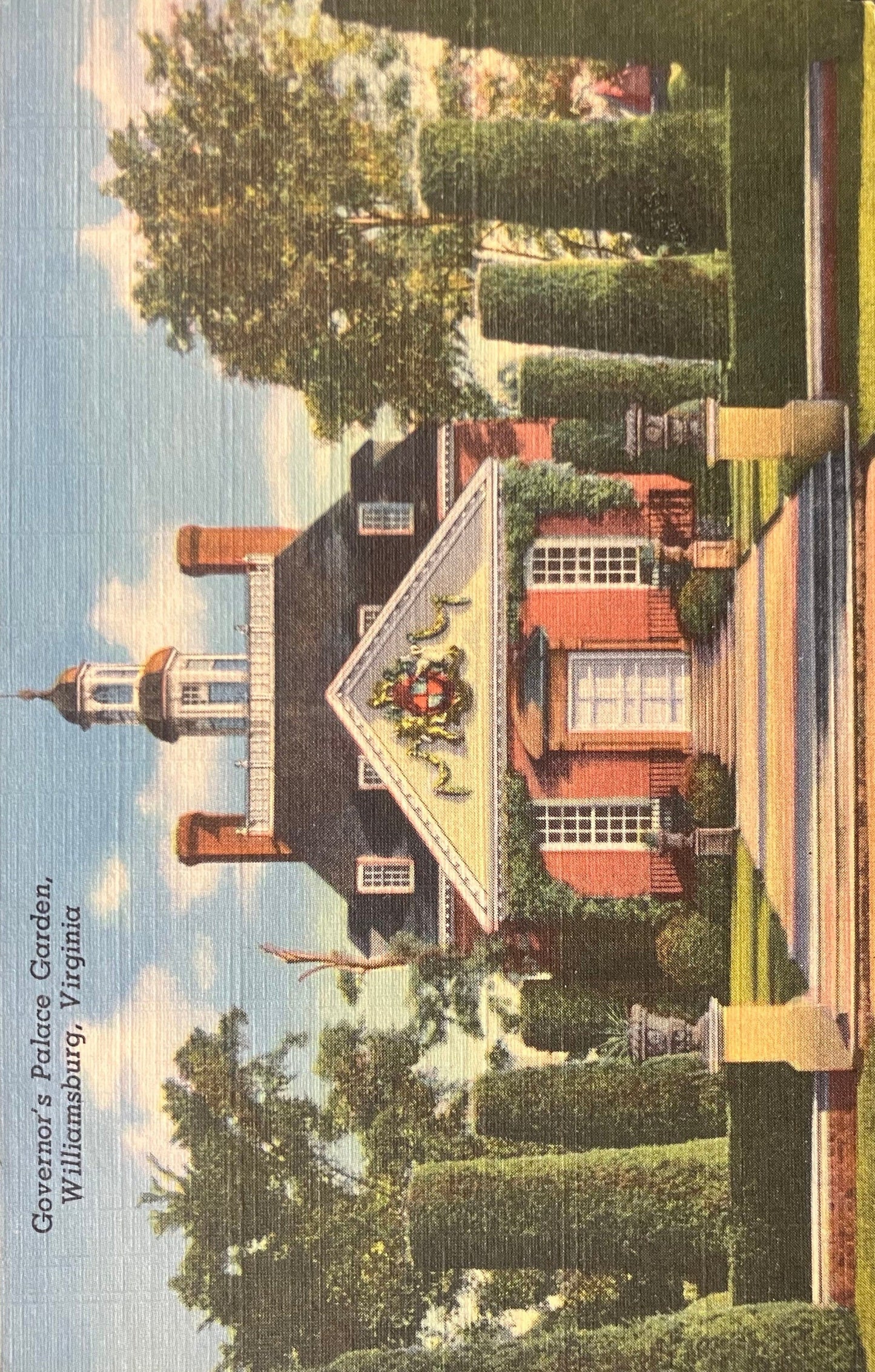 Governor’s Palace Garden - Williamsburg, Virginia - Vintage Postcard