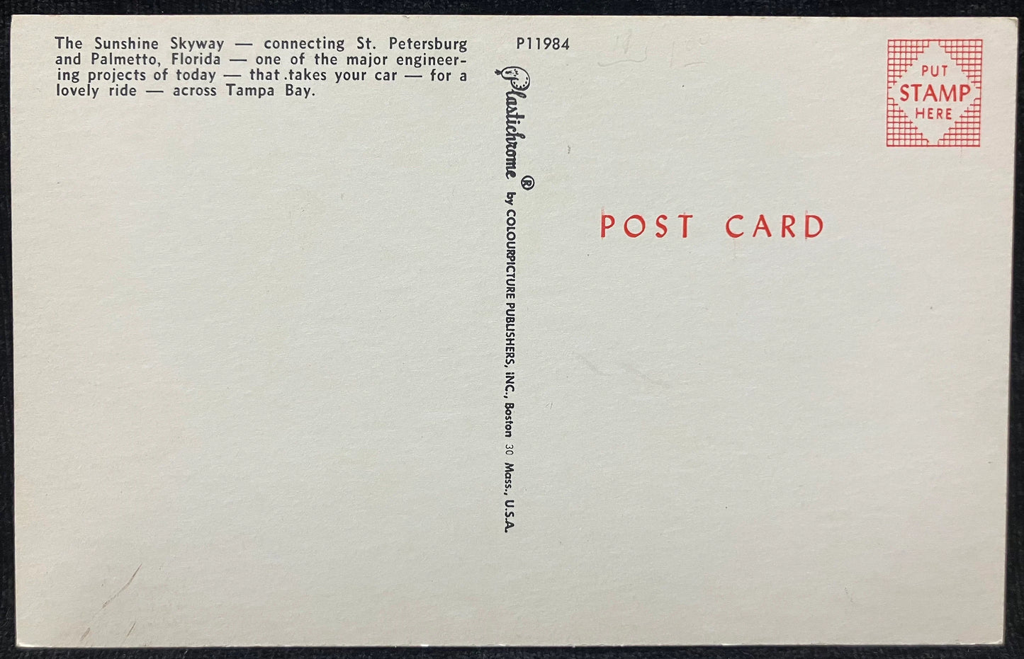 The Sunshine Skyway Connecting St. Petersburg and Palmetto, Florida - Vintage Bridge Postcard