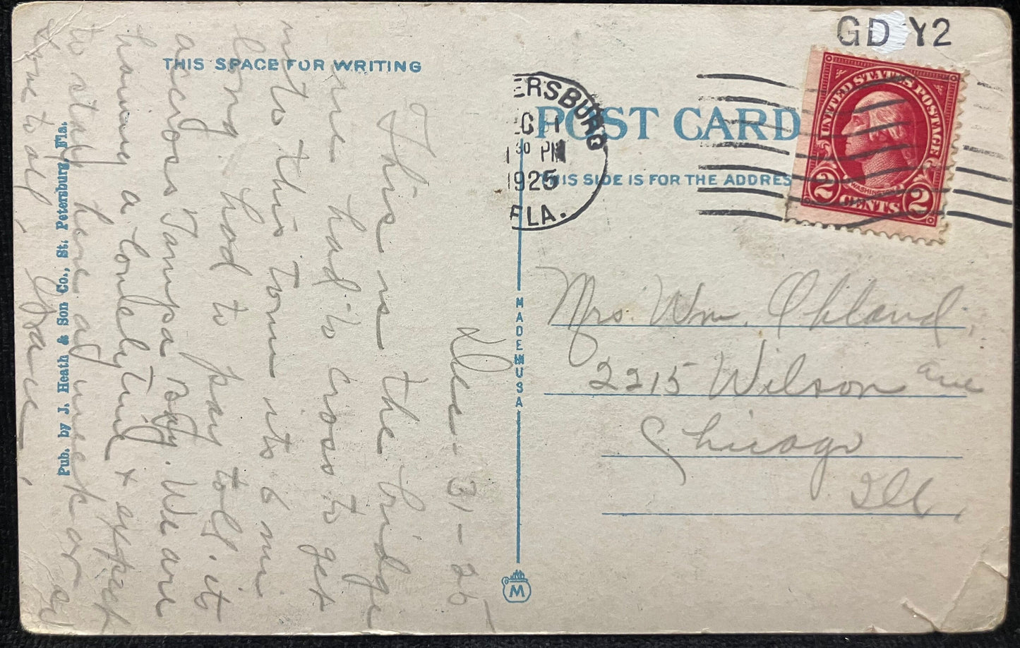 Gandy Bridge Between Tampa and St. Petersburg, Florida - “The Sunshine City.” - Vintage 1920s Bridge Postcard