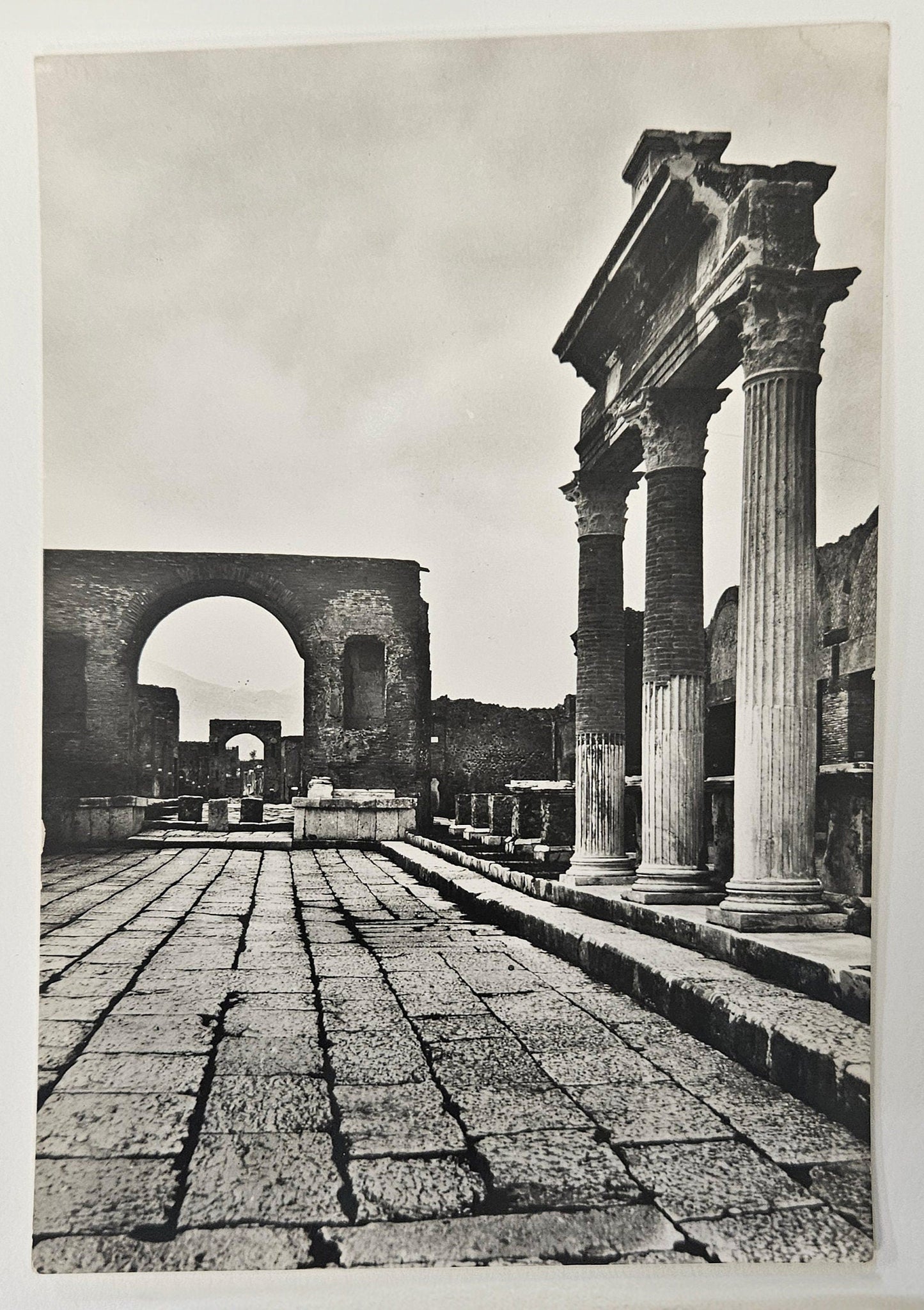RPPC - Pompeii Civil Forum - Arches Of Triumph Ruins Of Ancient City Italy - 1950 Black & White Photo of Arches of Triumph- Real Photocard