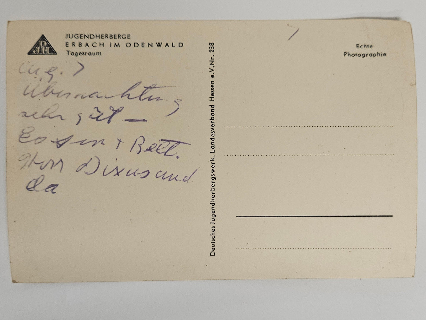 RPPC - German 1950s Youth Hostel Interior Furniture Jugendherberge Erbach Im Odenwald - Germany Black and White Photo Postcard -