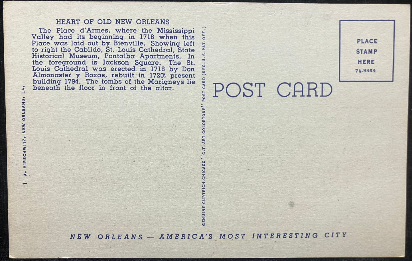 Jackson Square and Cabildo, New Orleans, Louisiana - Vintage New Orleans Postcard