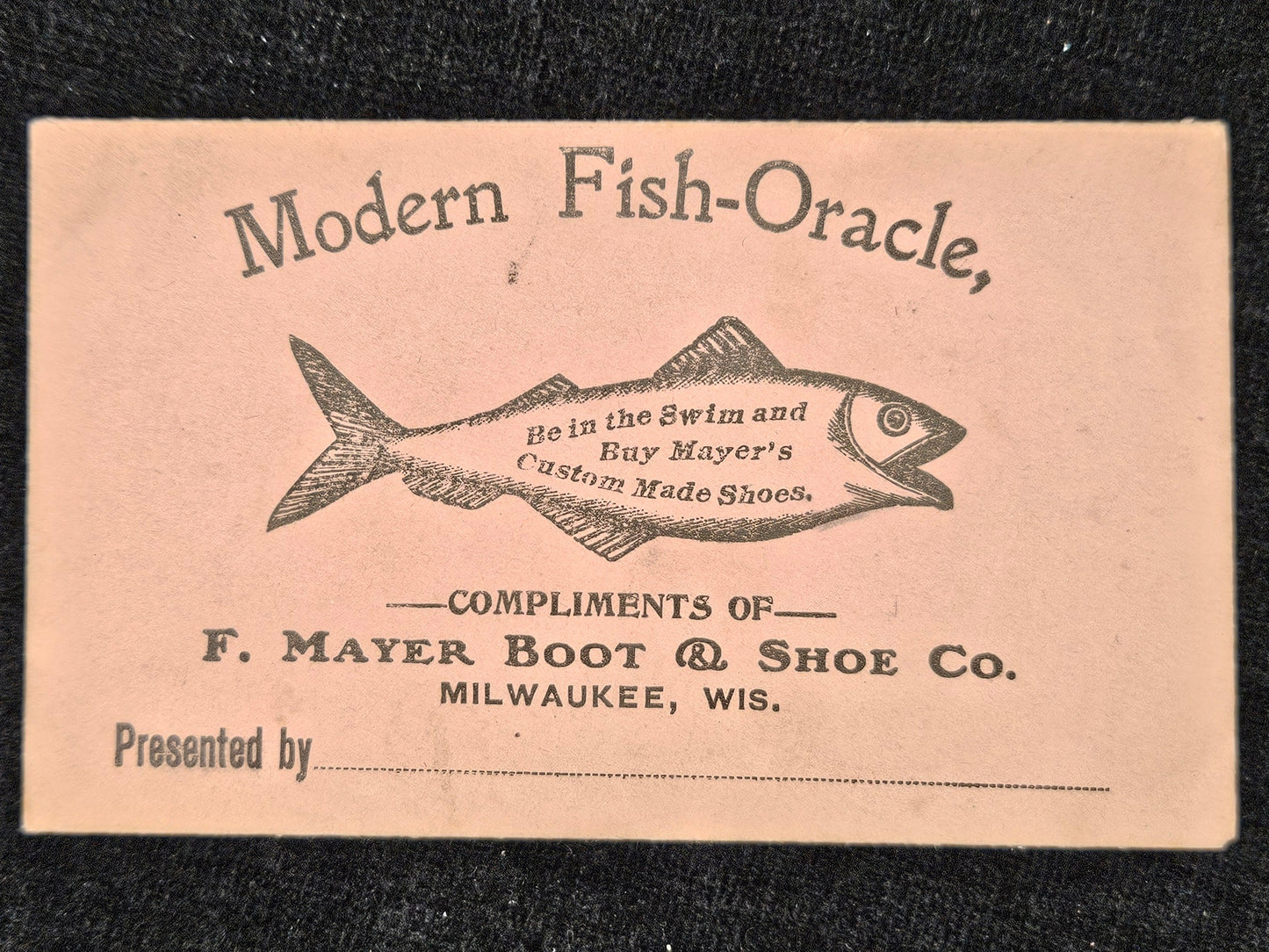 Modern Fish Oracle Empty Gift Envelope - F. Mayer Boot & Shoe Company Milwaukee Wisconsin - Be in The Swim Buy Mayer's Custom Made Shoes -
