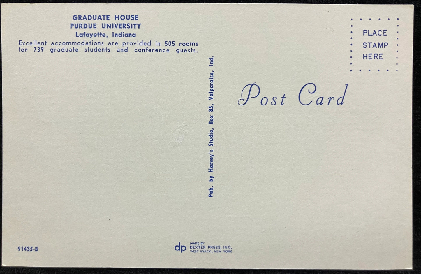 Graduate Houses, Purdue University in Lafayette, Indiana - Vintage University Postcard