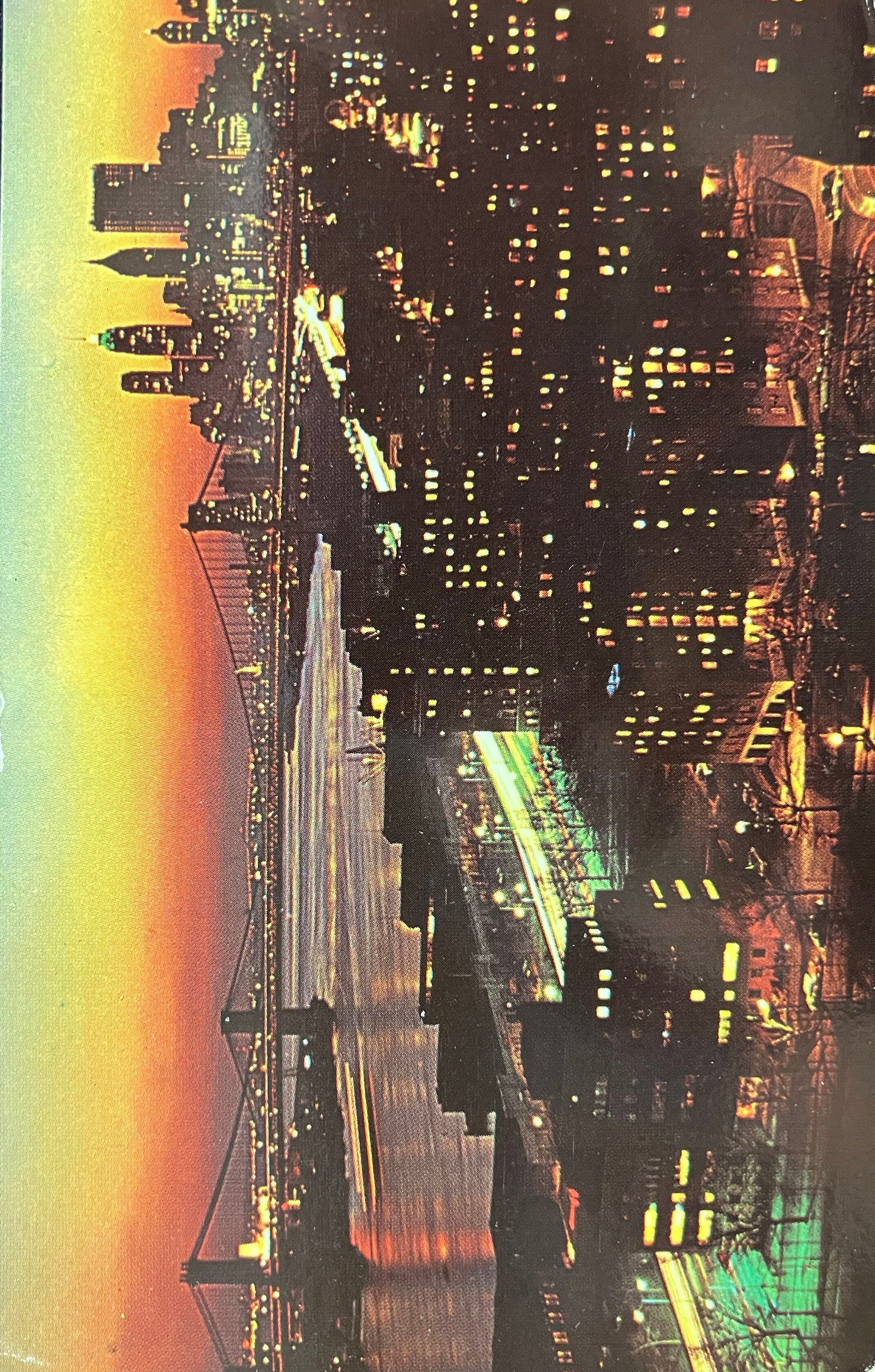 New York City by Night - Sunset on the East River, NY - Vintage Postcard