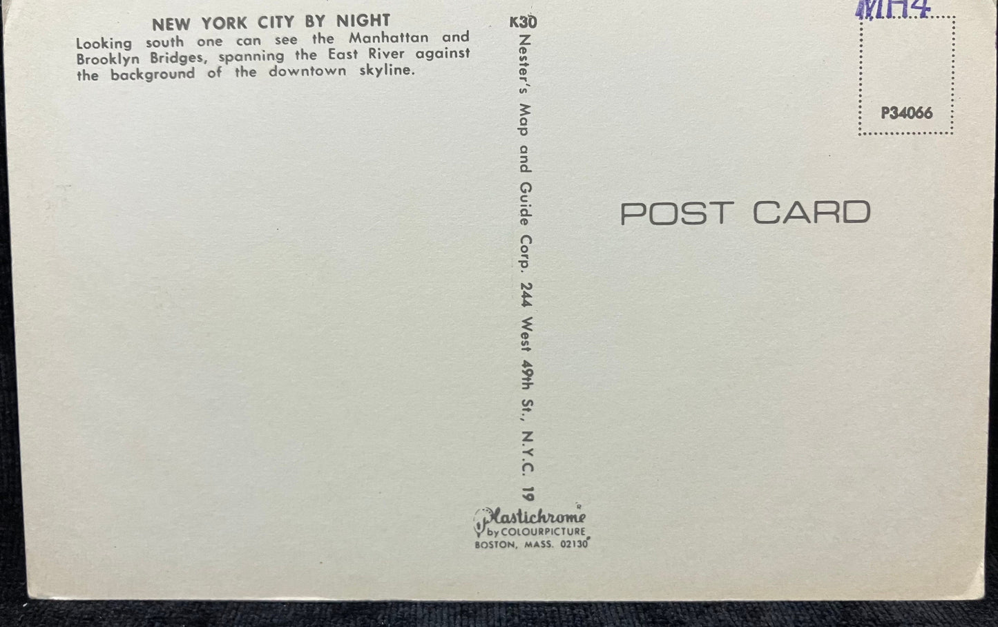 New York City by Night - Sunset on the East River, NY - Vintage Postcard