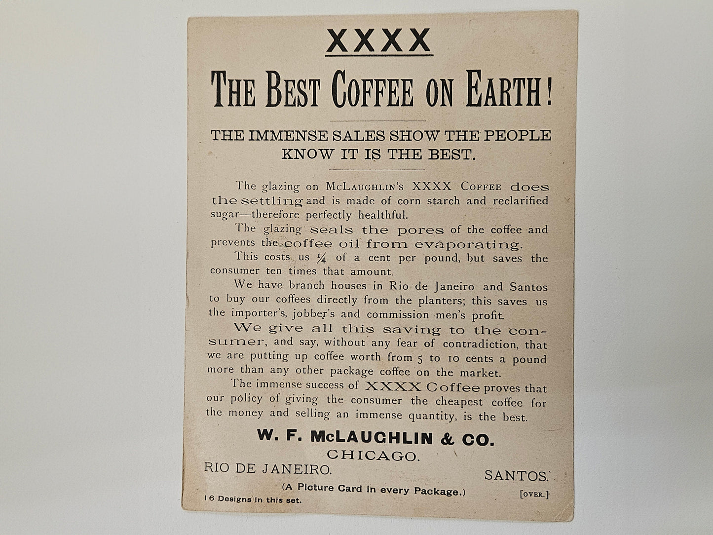 McLaughlin's Coffee Advertisment - Chicago, IL - RARE 1800s Trade Card