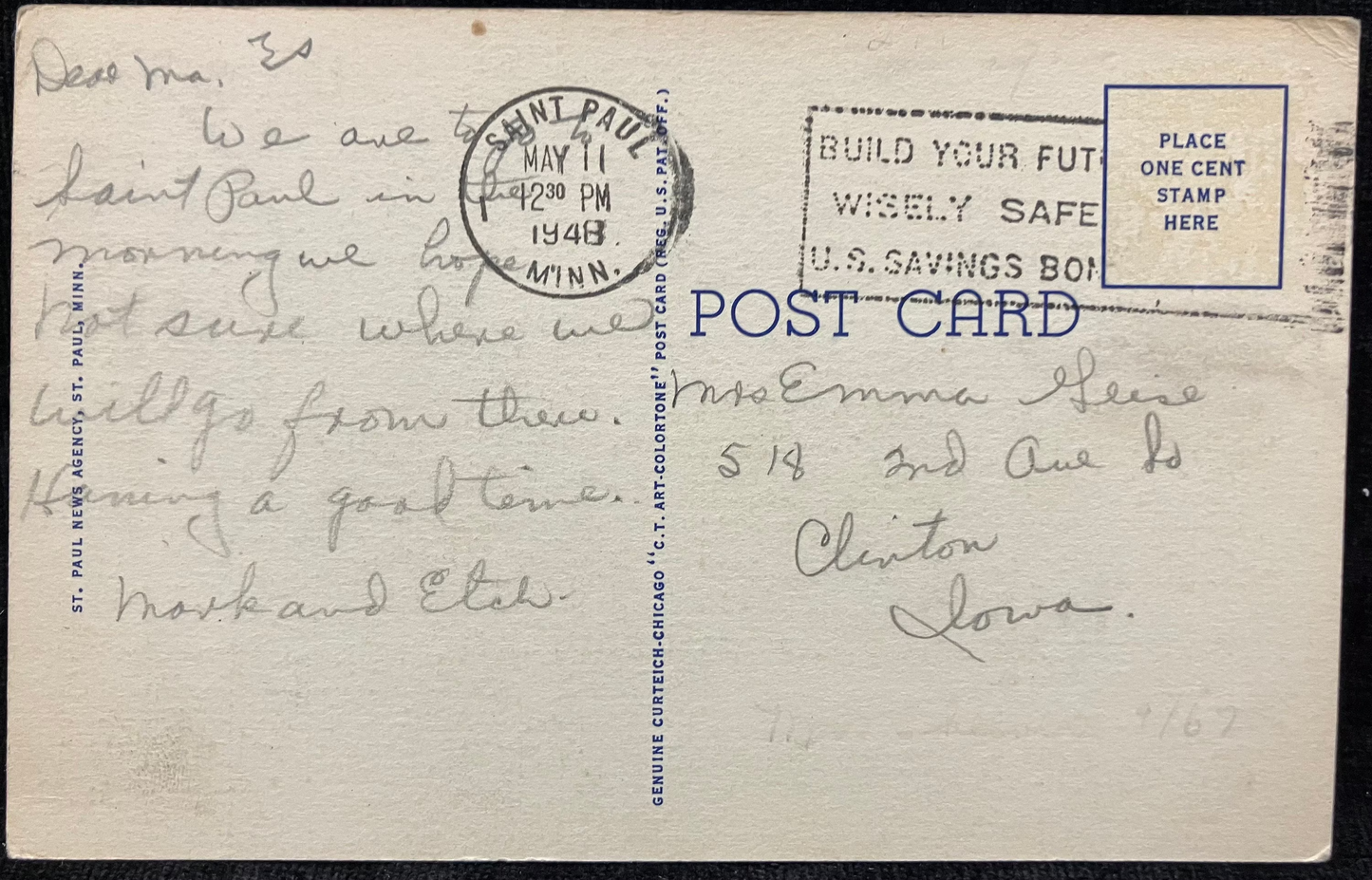 St. Paul Cathedral, St. Paul, Minnesota - Vintage Church Postcard