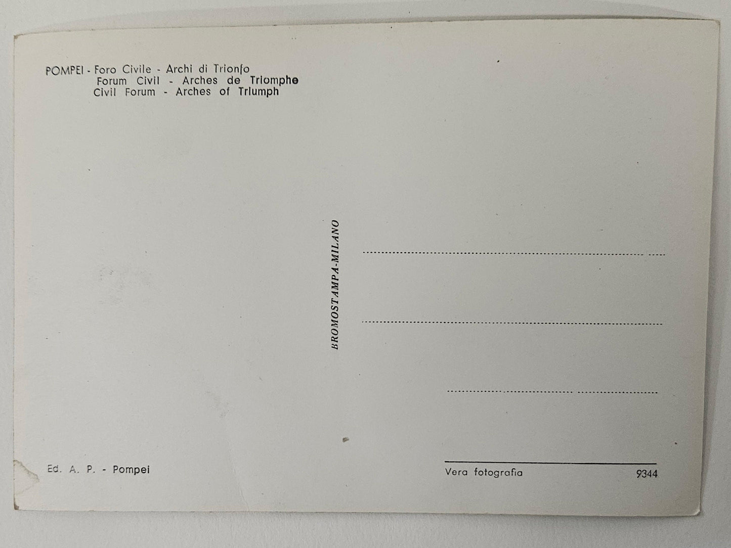 RPPC - Pompeii Civil Forum - Arches Of Triumph Ruins Of Ancient City Italy - 1950 Black & White Photo of Arches of Triumph- Real Photocard