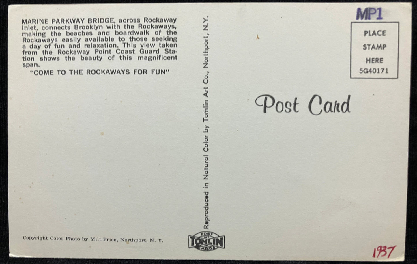 Marine Parkway Bridge - Brooklyn, New York - Vintage Bridge Postcard