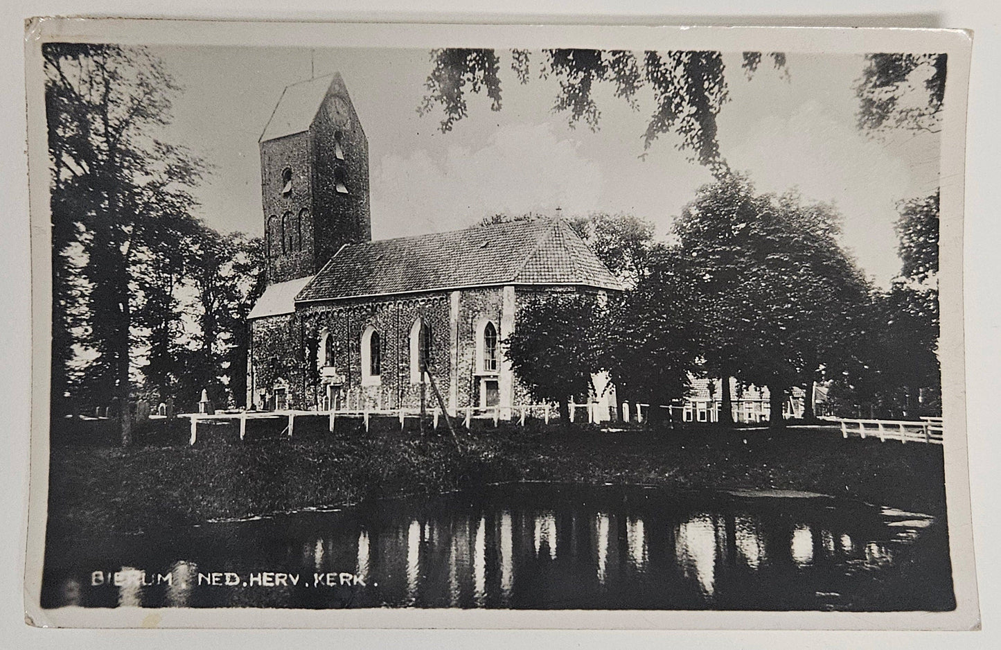 RPPC - Dutch Netherlands Church Sint Margaretakerk Drenthe Bierum Ned. Herv. Kerk. - 1937 Real Photo Postcard - looks like professional photo