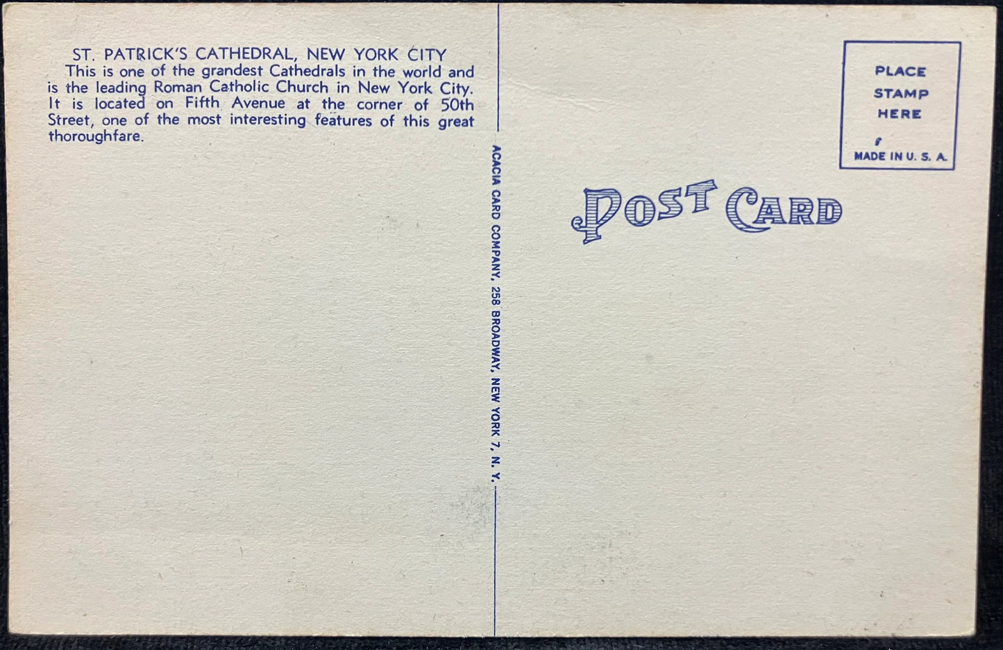 St. Patrick's Cathedral, New York City - Vintage Church Postcard