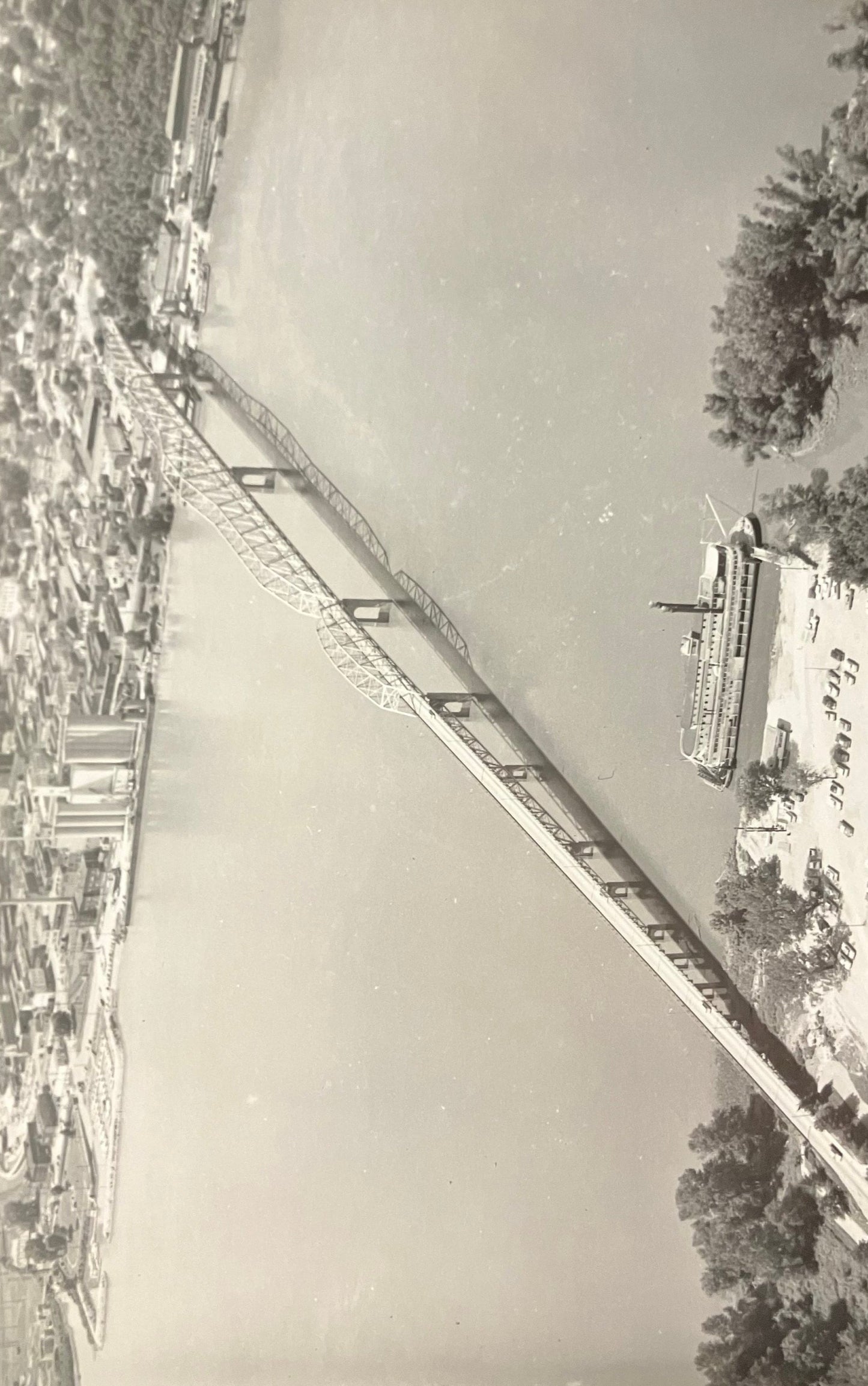 RPPC - Mark Twain Memorial Bridge - Hannibal, Maryland- Vintage Bridge Postcard - Aerial Black and White Real Photo Postcard
