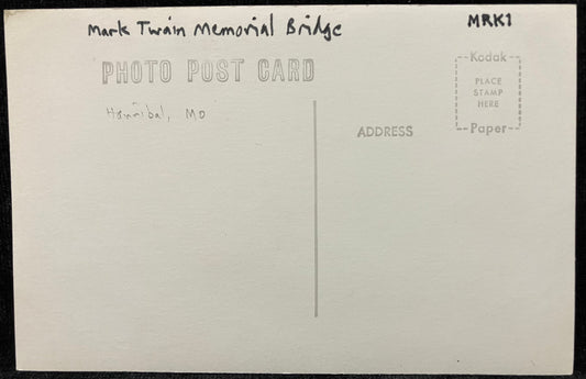 RPPC - Mark Twain Memorial Bridge, Hannibal, Missouri - Vintage Aerial Photo Postcard
