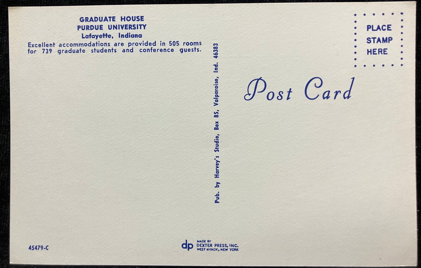 Graduate Houses, Purdue University - Lafayette, Indiana - Vintage University Postcard