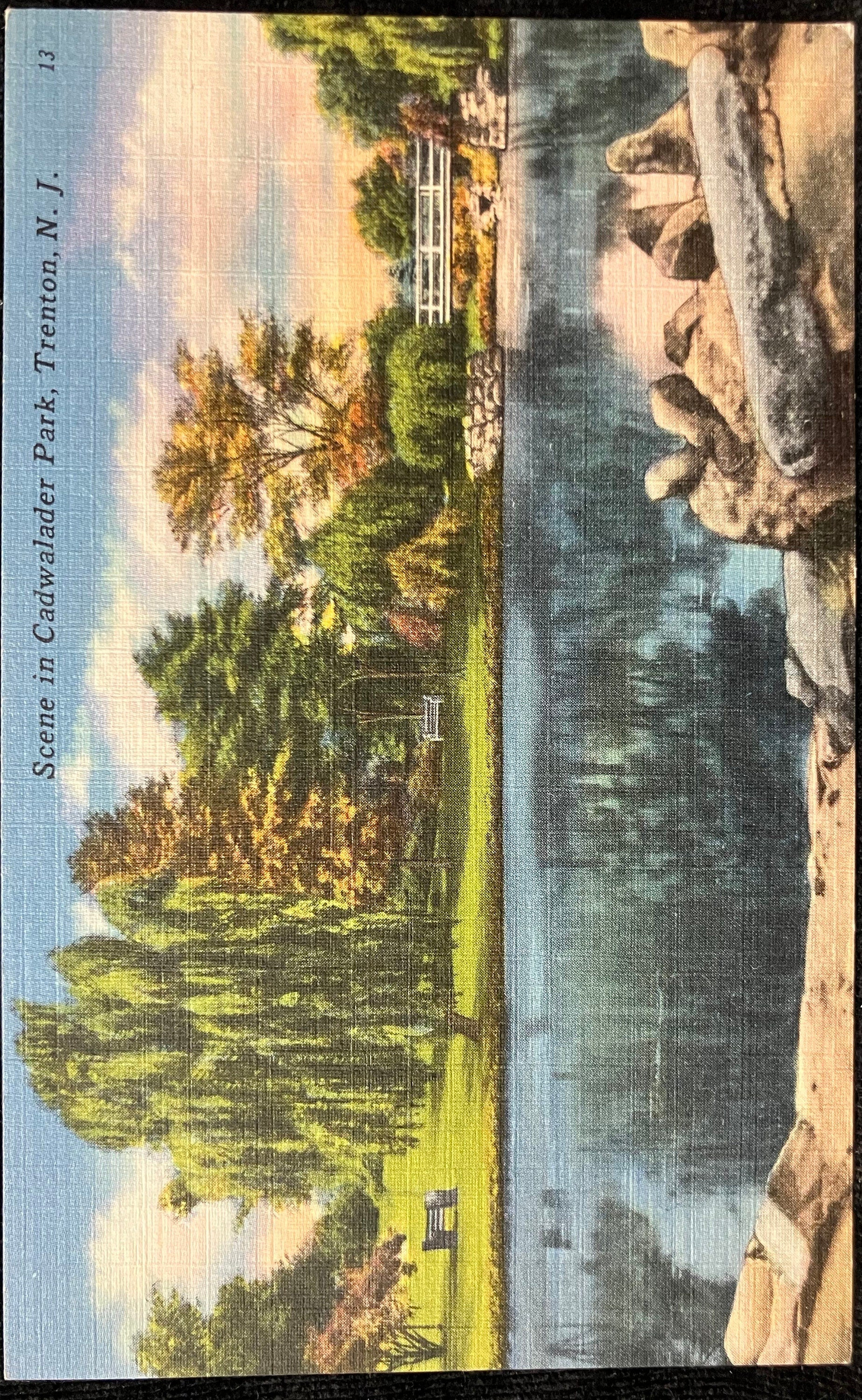 Scene in Cadwalader Park, Trenton, New Jersey - Vintage Park Postcard