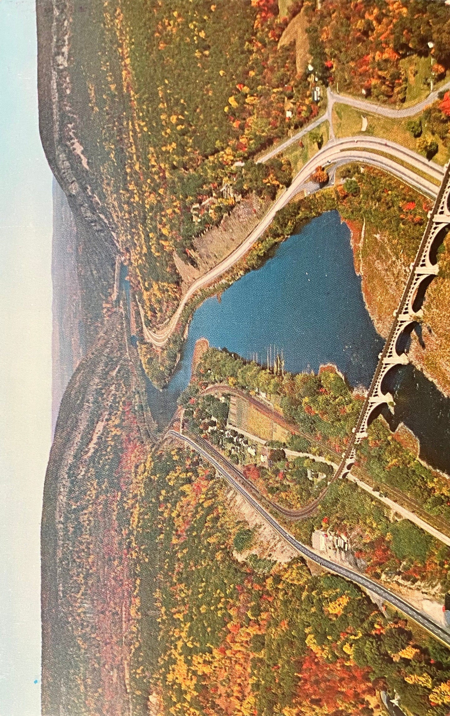 Airview of Delaware Water Gap - Lackawanna-Erie Railroad Bridge - New Jersey - 1960s Bridge Postcard