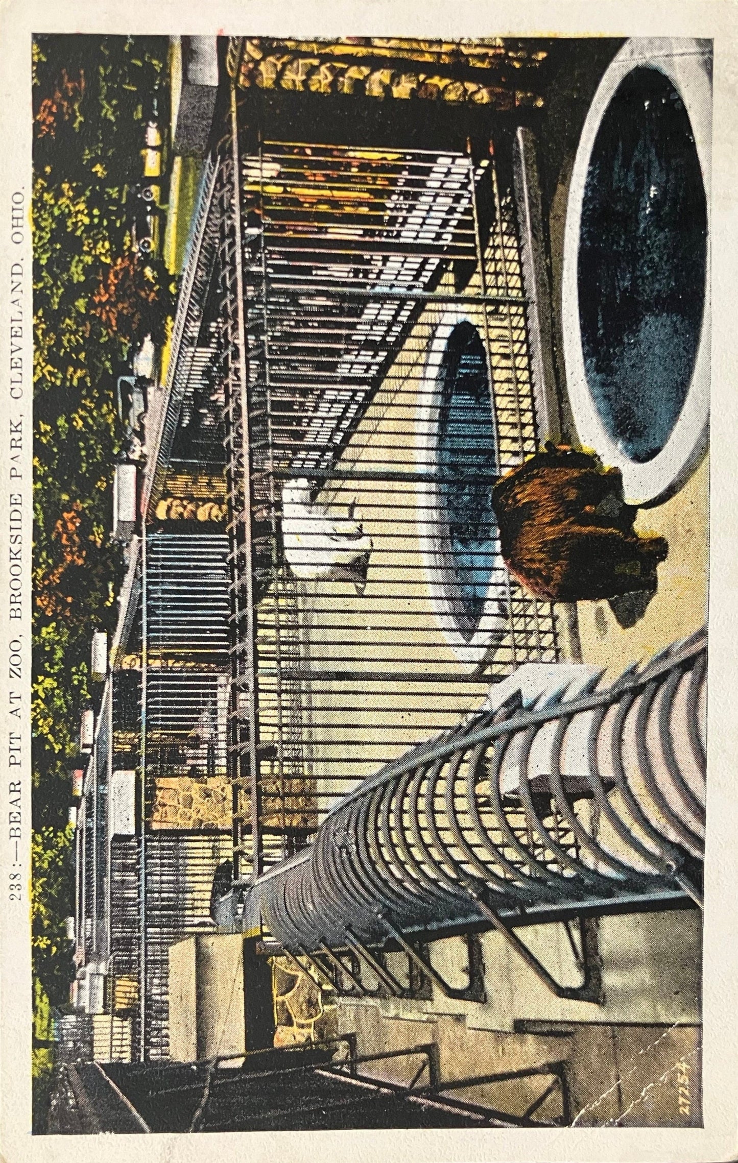 Bear Pit at Zoo - Brookside Park - Cleveland, Ohio - Urban Zoo Postcard