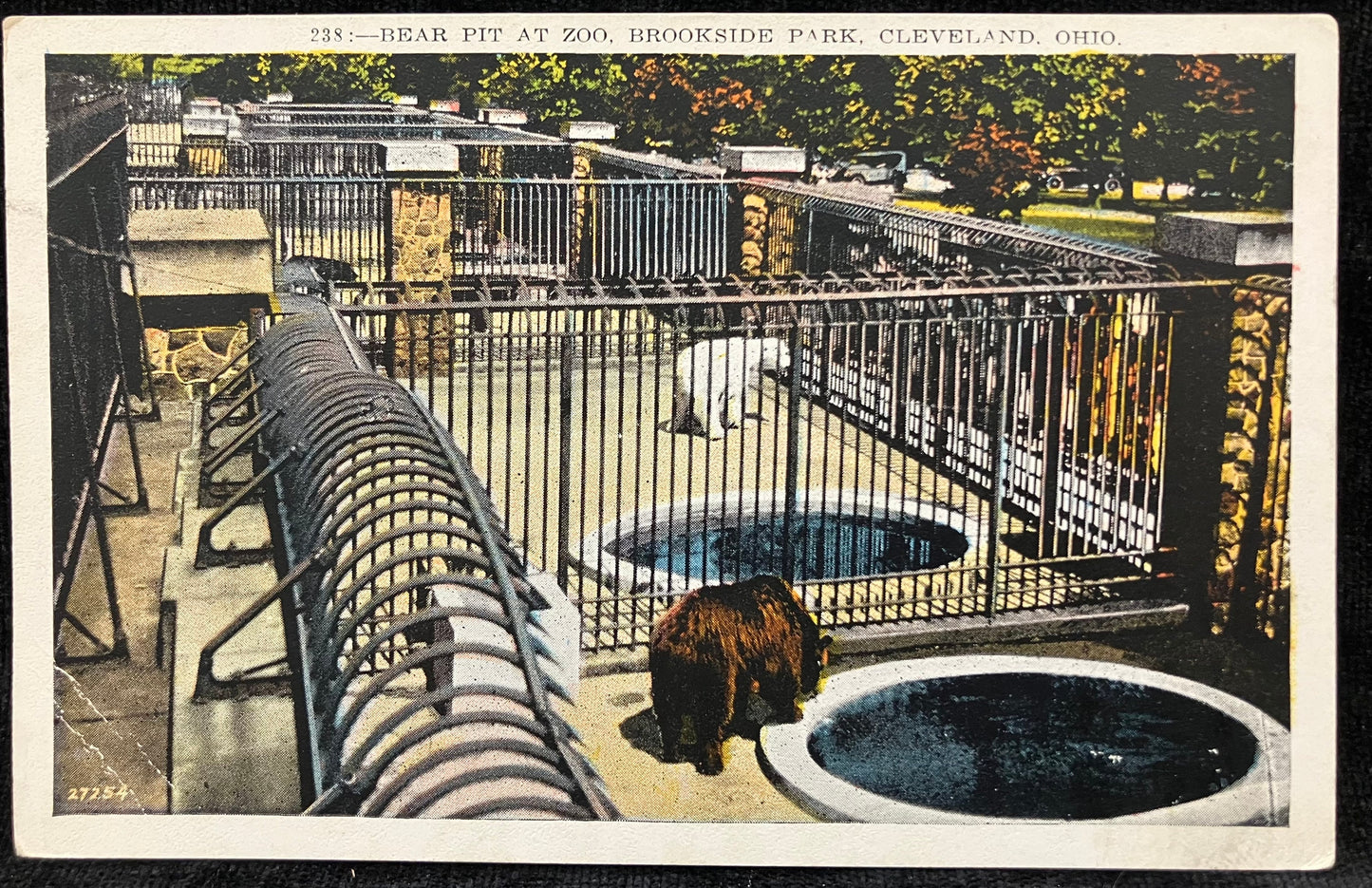 Bear Pit at Zoo - Brookside Park - Cleveland, Ohio - Urban Zoo Postcard