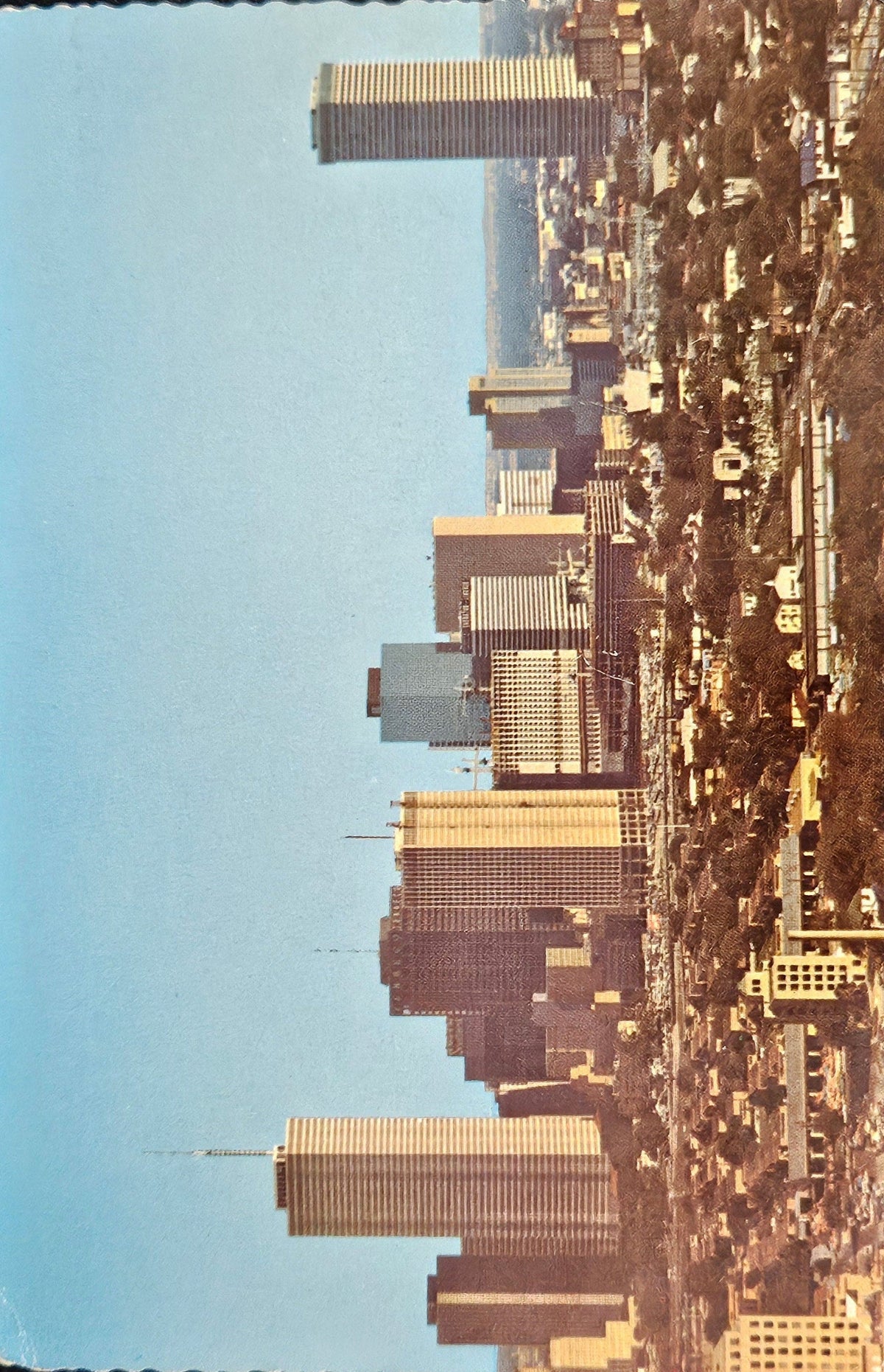 Houston, Texas "The Ever Changing Skyline Of The Sixth Largest City" - 1971 Color Aerial Skyline Pho