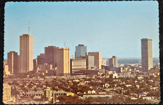 Houston, Texas "The Ever Changing Skyline Of The Sixth Largest City" - 1971 Color Aerial Skyline Photo Postcard