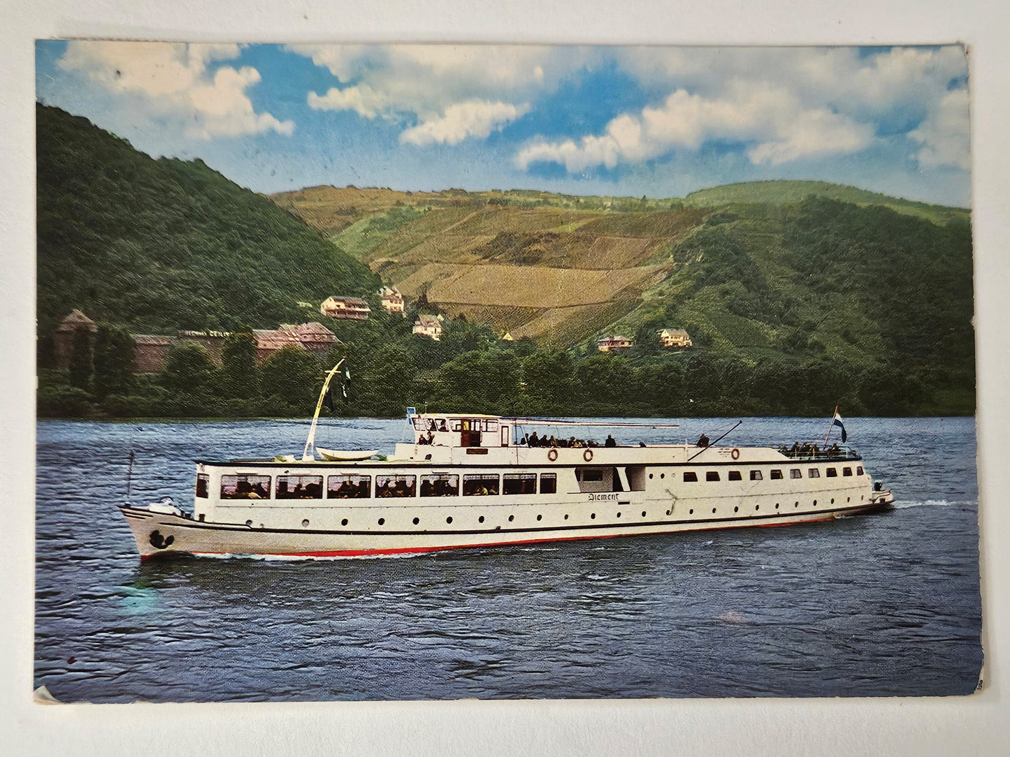 German Ship Diamant Dusseldorf - Passenger Ferry With Mountain Farmland - 1970 Postcard
