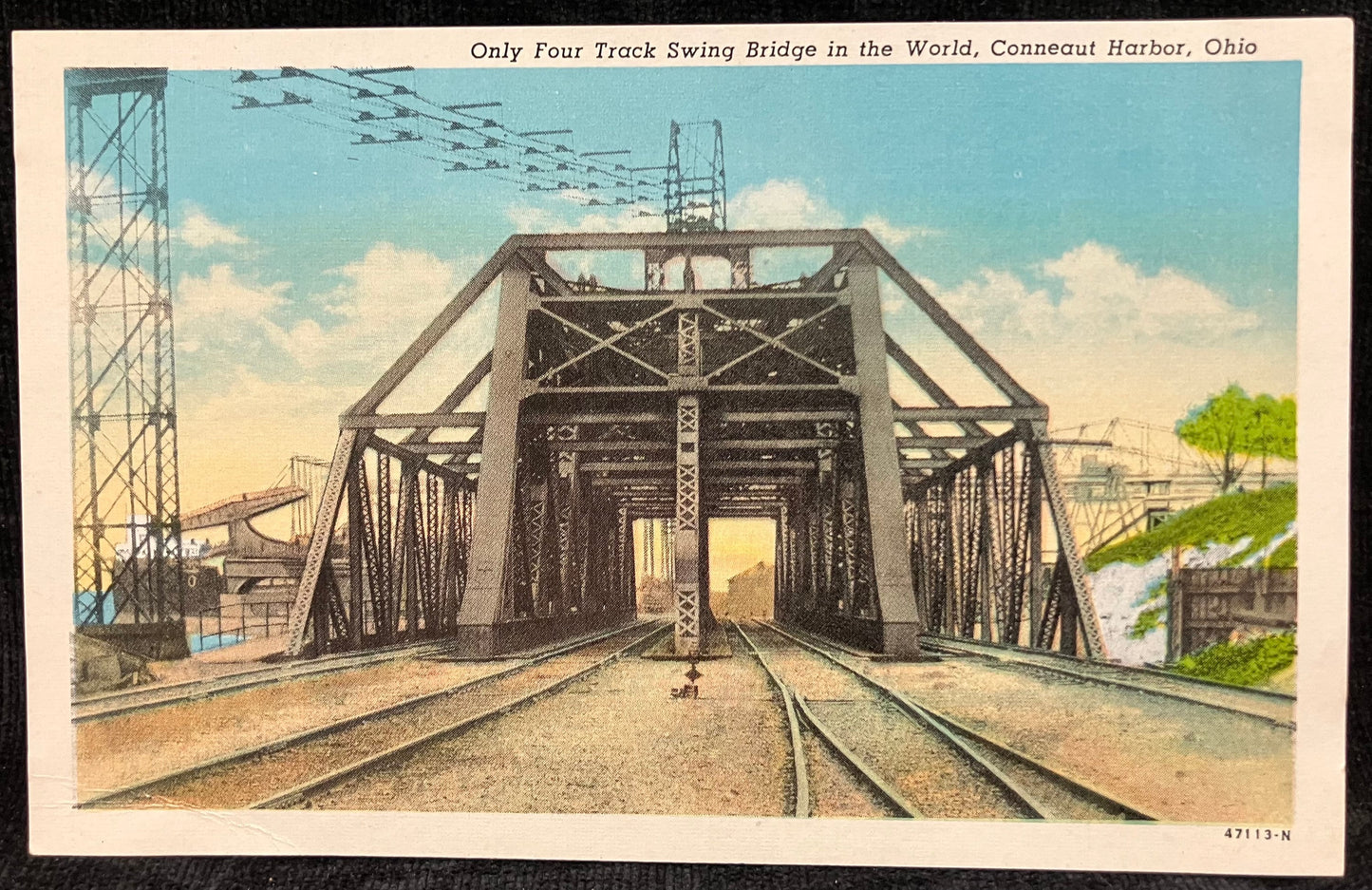 Only Four Track Swing Bridge in the World, Conneaut Harbor, Ohio - Vintage Railroad Postcard - Vintage SwingBridge Postcard - Rare Photocard