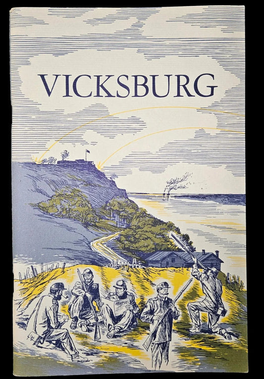 Book cover of 'Vicksburg' with illustrations of soldiers and landscape.