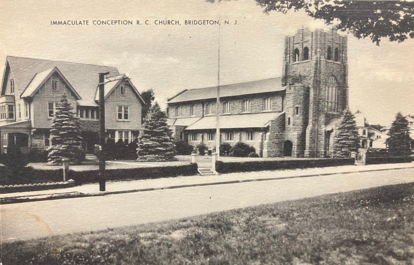 Immaculate Conception R. C. Church, Bridgeton, N. J. - Vintage Church Postcard - Real Photo Printed as Postcard