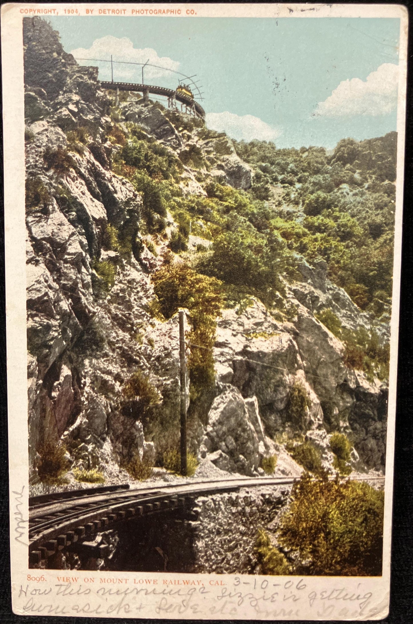 View on Mount Lowe Railway - California - Copyright, 1904, by Detroit Photographic Co - Vintage Postcard