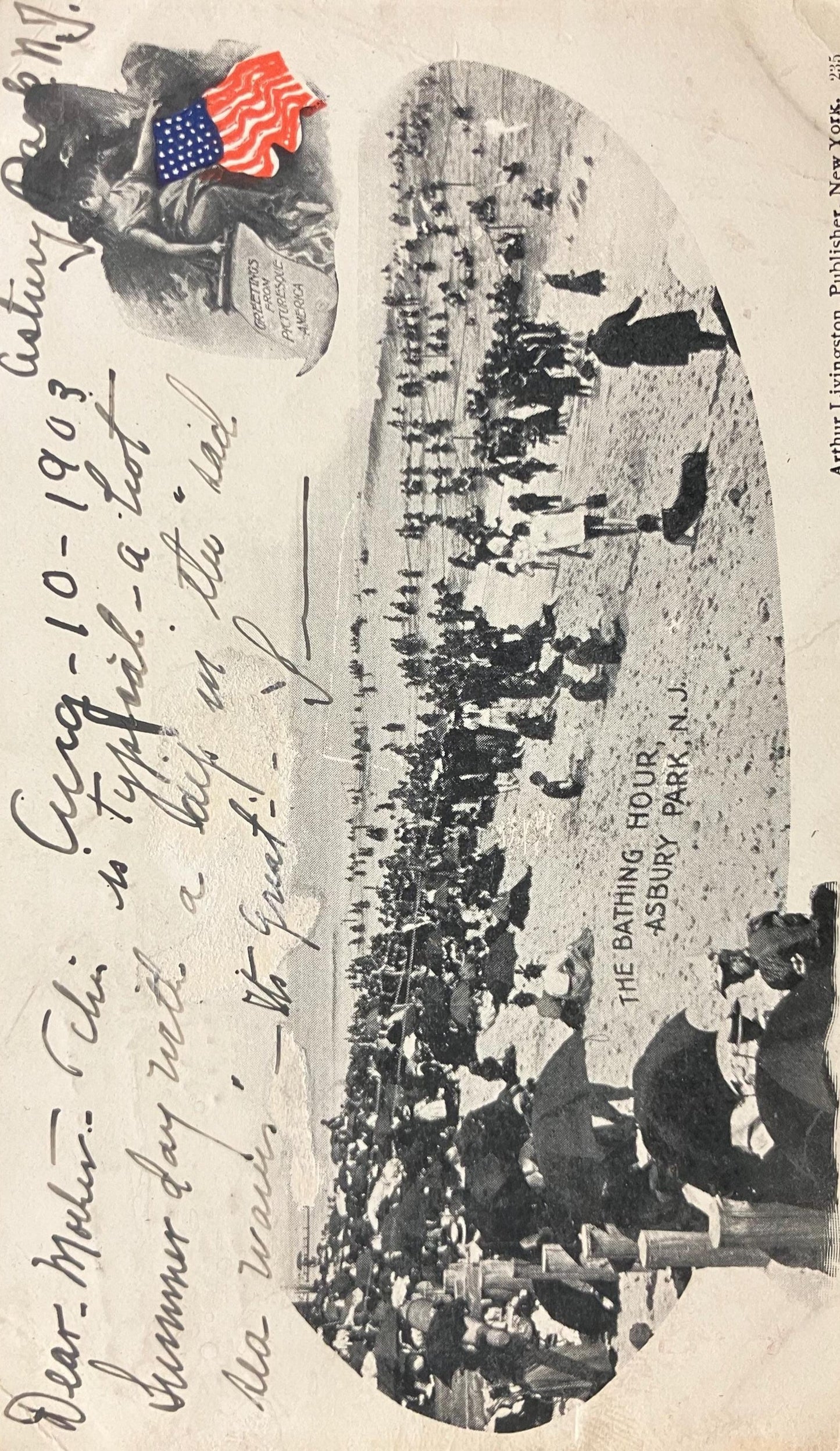 The Bathing Hour Ashbury Park, N. J. - Arthur Livingston, Publisher, New York - 1903 Beach Bathers Postcard
