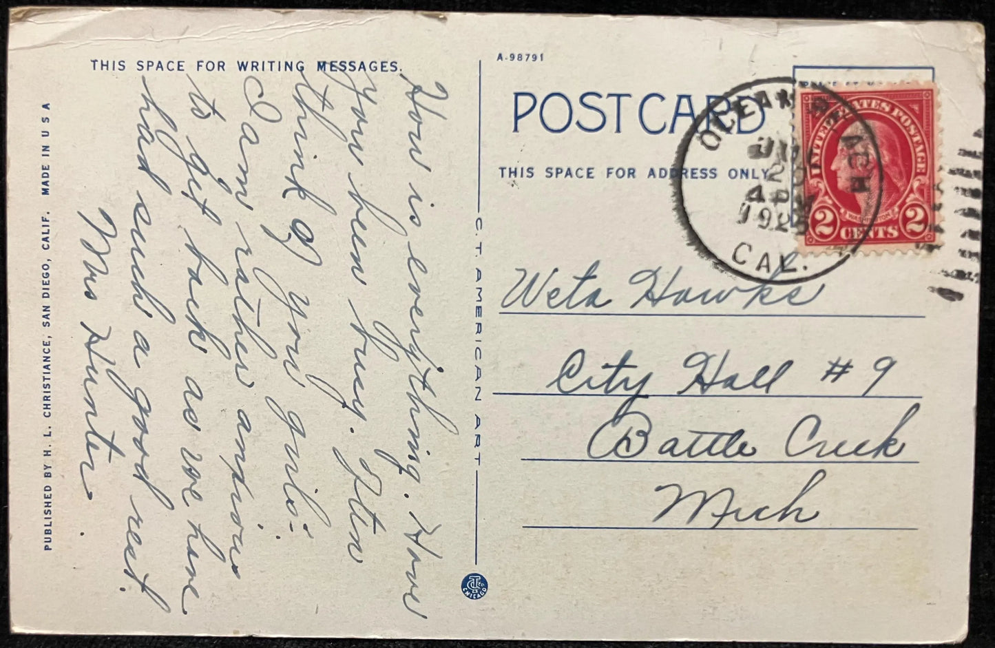 U. S. Naval Hospital, Balboa Park, San Diego, California - Vintage Hospital Postcard