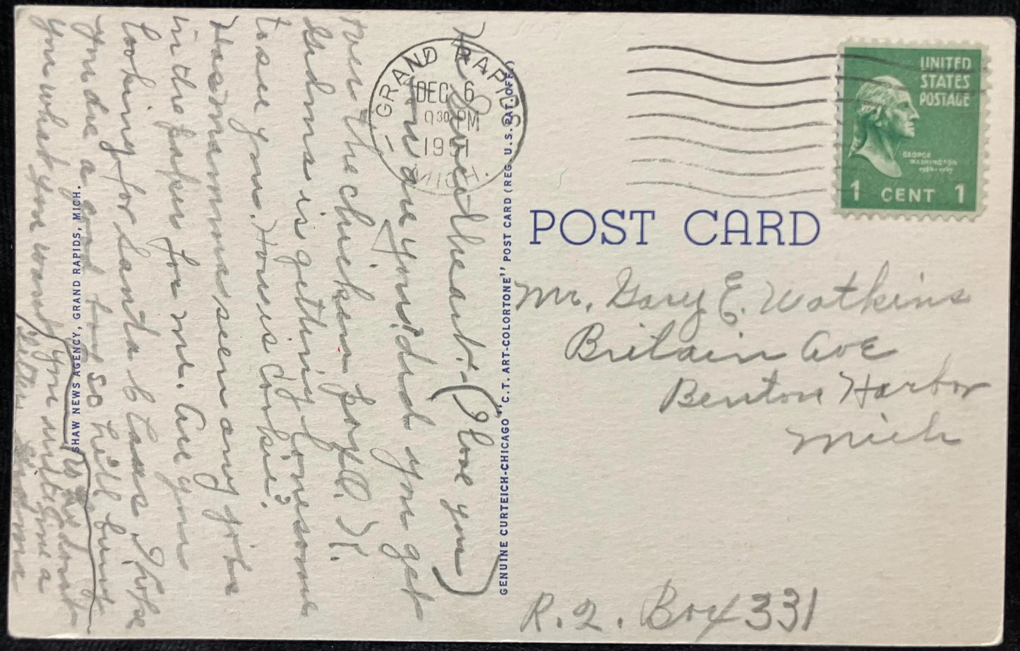 Hotel Rowe, Grand Rapids, Michigan - Vintage Hotel Postcard