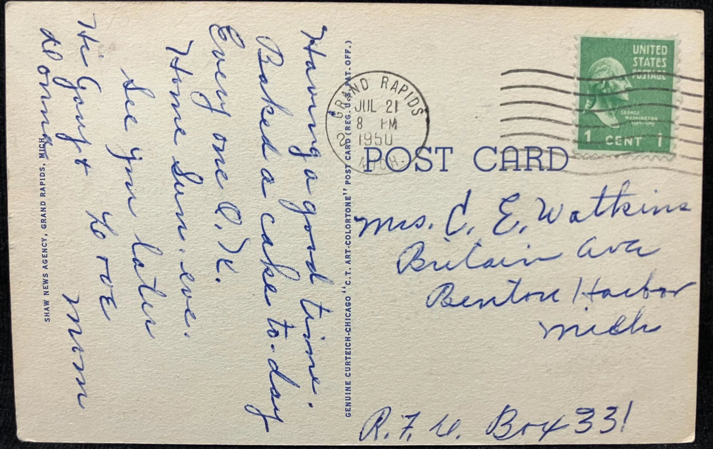 Calvin College - Grand Rapids, Michigan - 1950 Linen Postcard