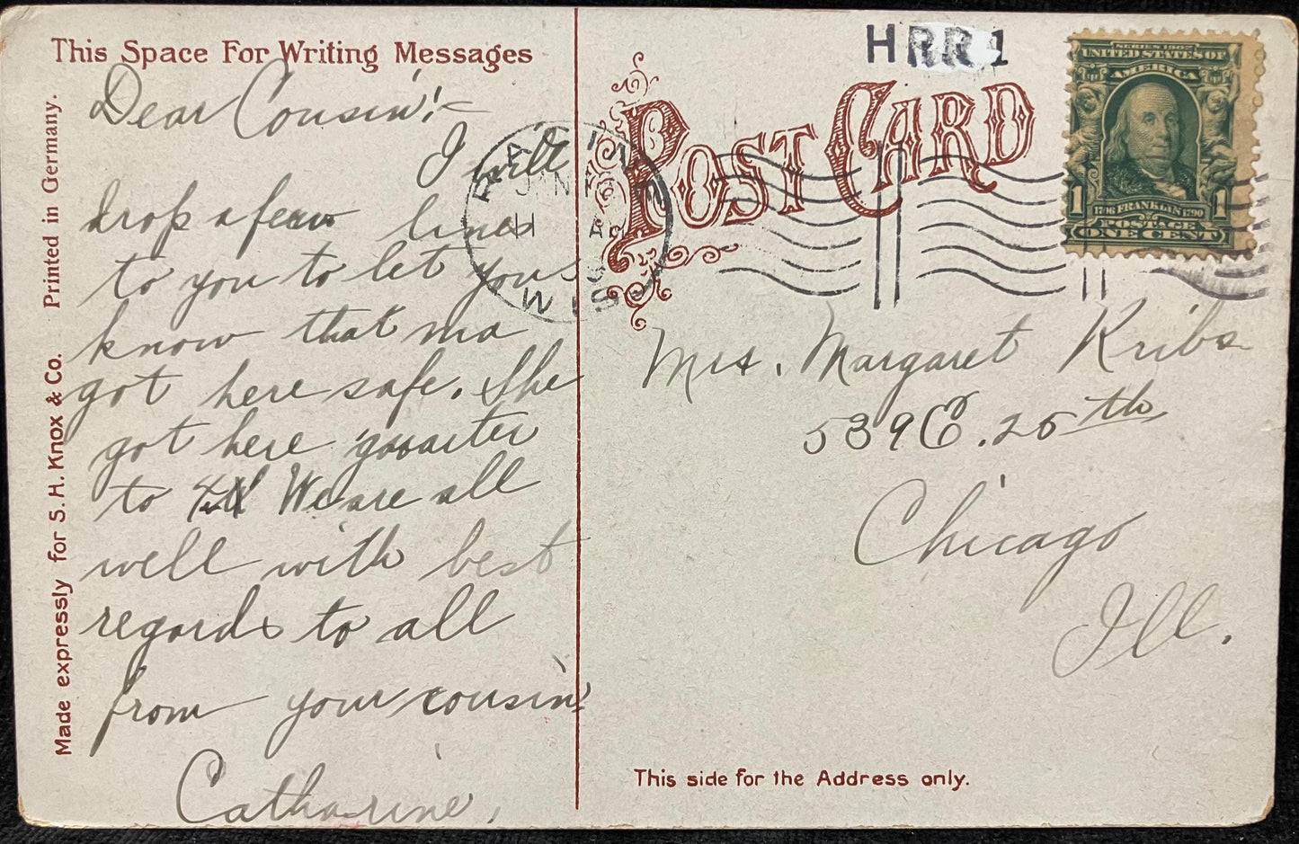 High Railroad Bridge - Racine, Wis. - Postcard Made in Germany - 1909 Postcard