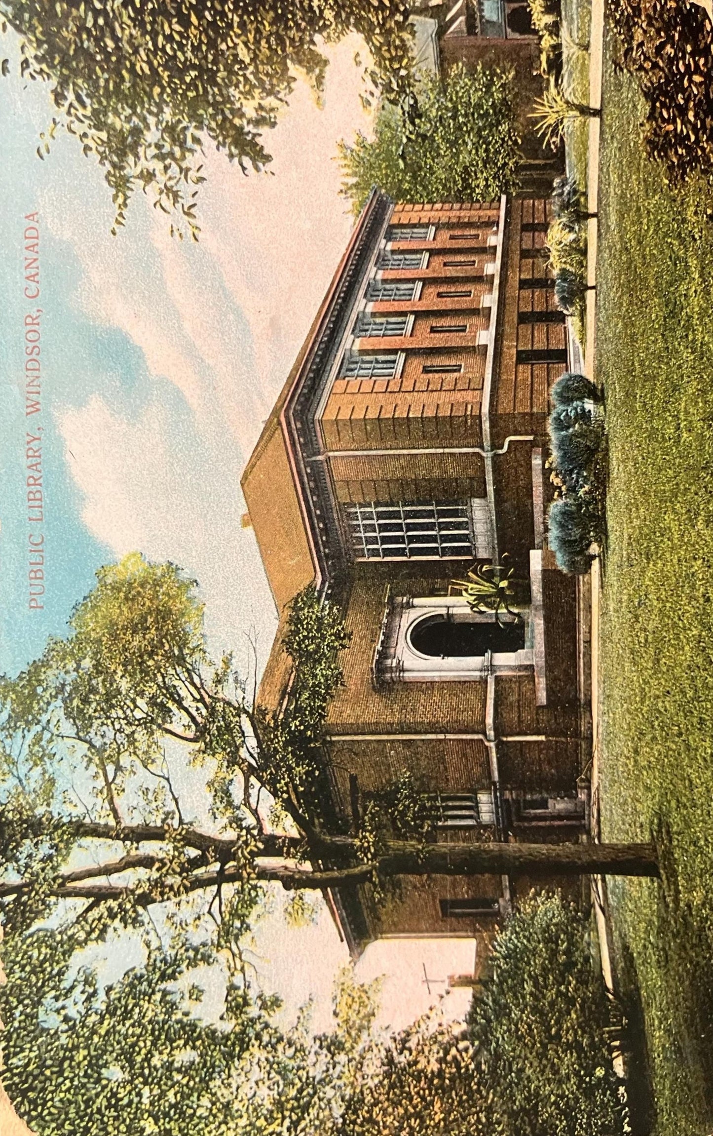 Public Library - Windsor, Canada - Printed in Germany - 1920 Postcard