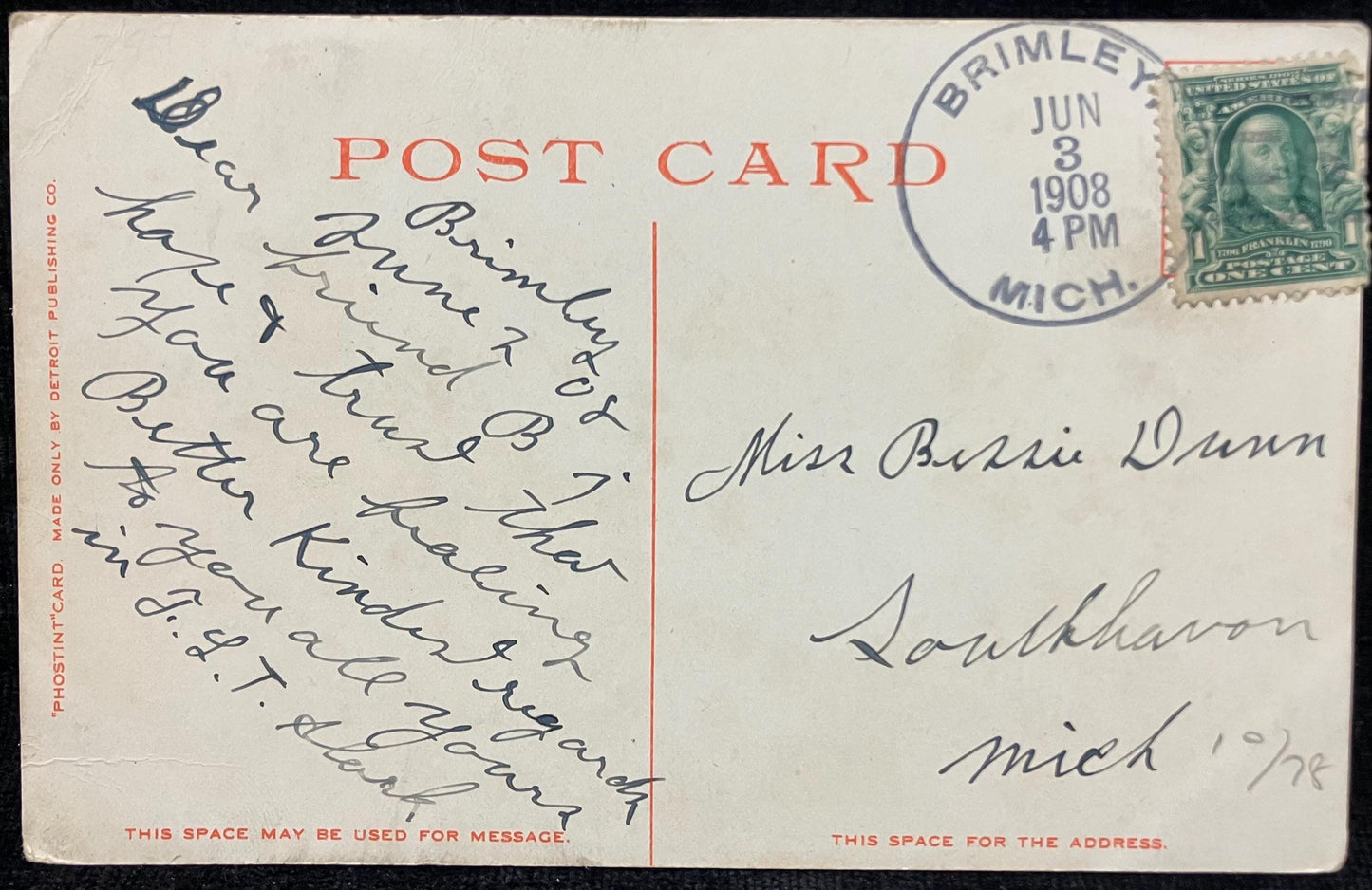 The Whirlpool. Niagara. - Detroit Publishing Co. - Vintage Postcard sent in 1908
