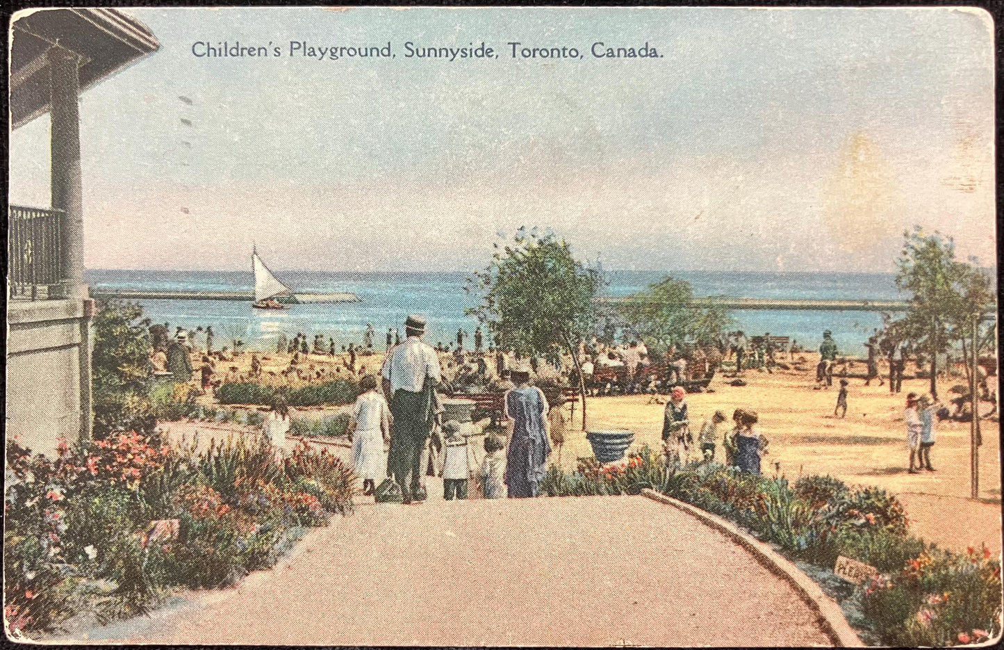 Children’s Playground - Sunnyside, Toronto, Canada - Made in Canada - 1930 Postcard