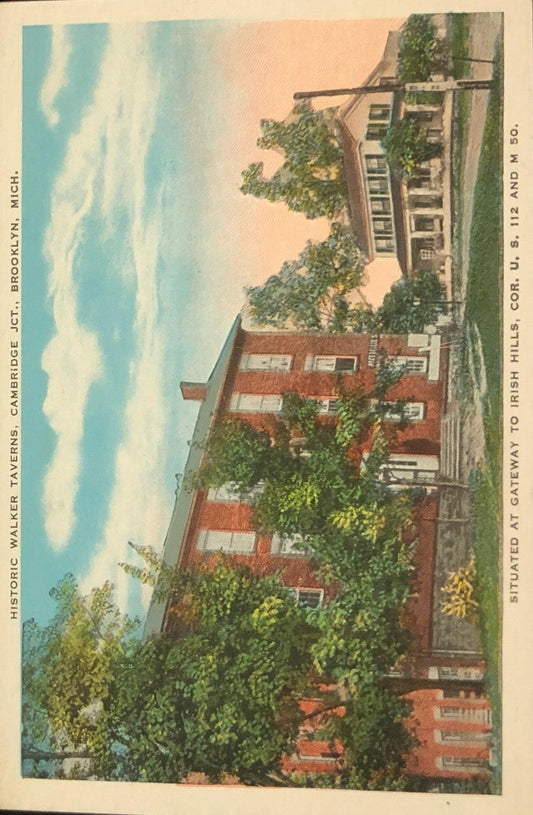 Historic Walker Taverns, Cambridge JCT., Brooklyn, Michigan - Vintage Postcard