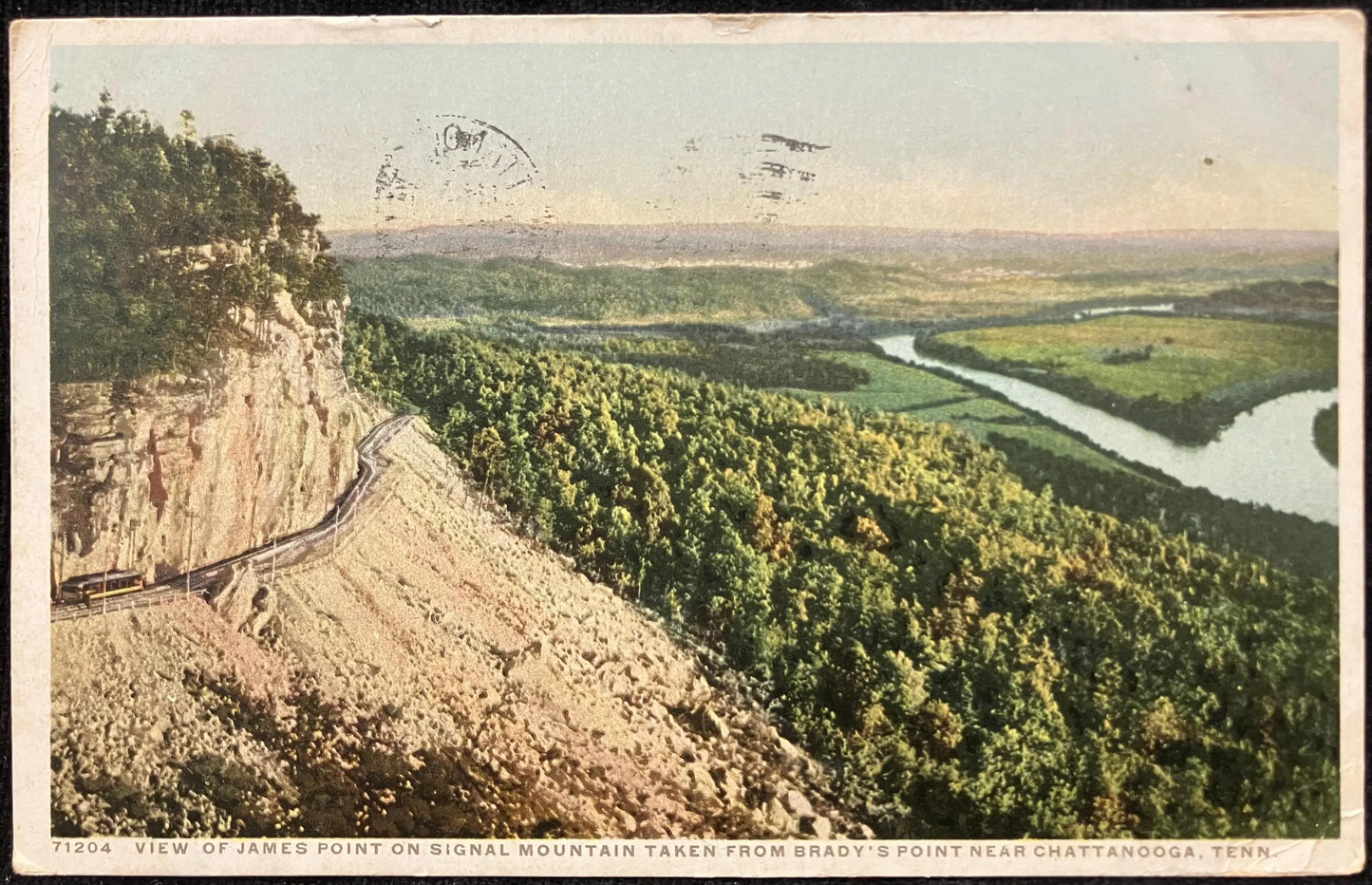 View of James Point on Signal Mountain Taken from Brady’s Point Near Chattanooga, Tennessee - Vintage Postcard